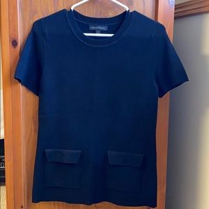 Black Heavy Knit Double Pocket Top